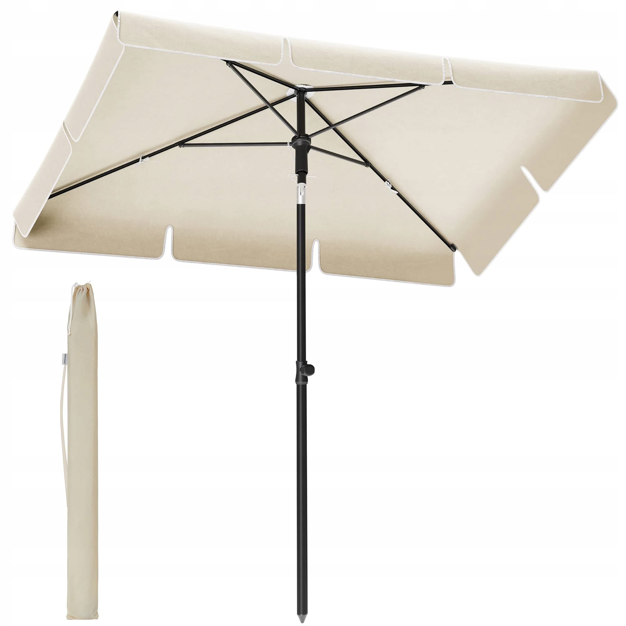 Parasol przeciwsłoneczny prostokątny klasyczny beżowy 125 x 200 cm