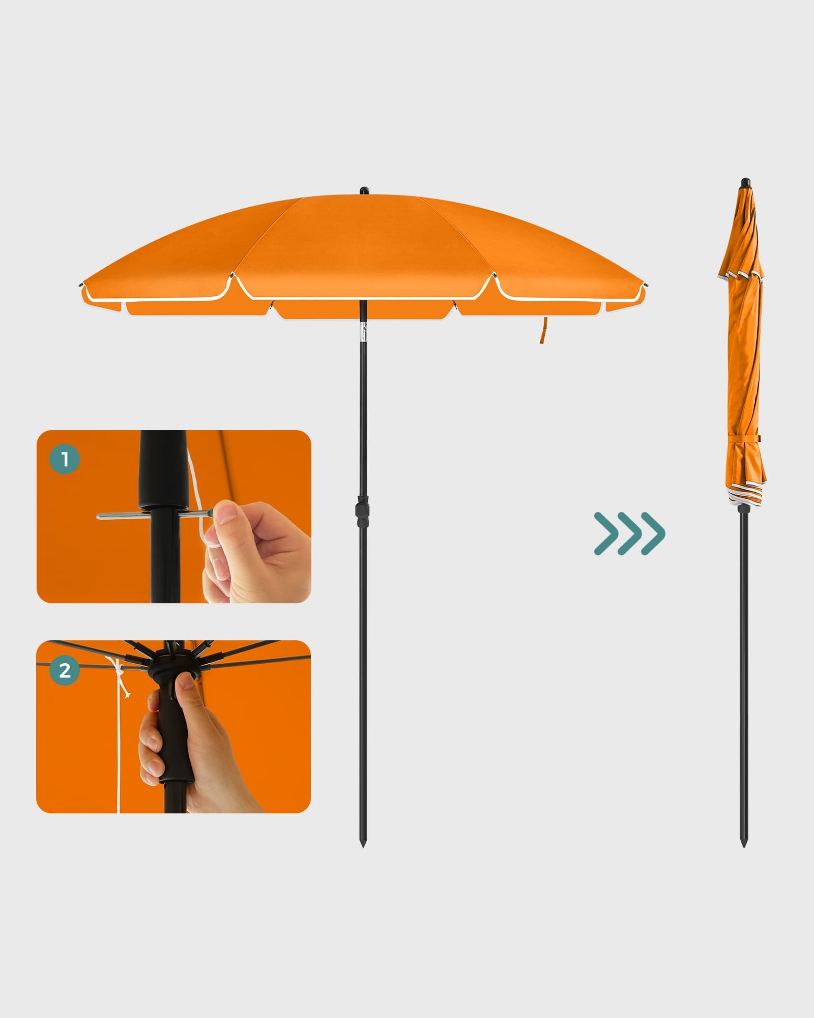 Parasol Songmics pomarańczowy 160 x 210 cm