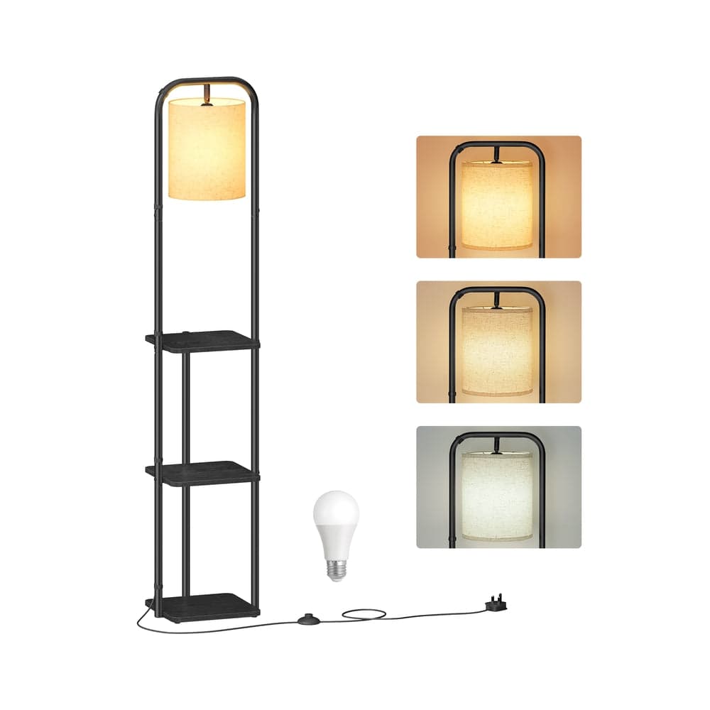 Lampa stojąca z półkami Vasagle, czarna