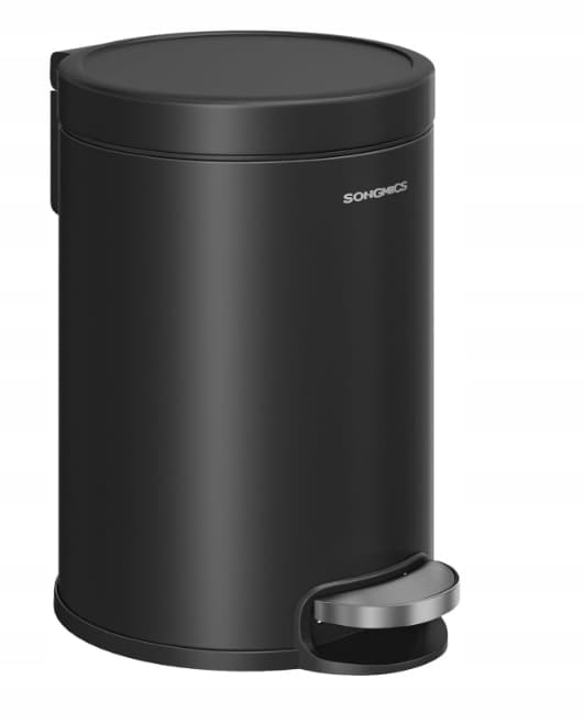 Kosz łazienkowy z pedałem Songmics, 3 l, czarny